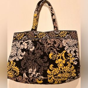 Vera Bradley Tote yellow, black white & grey double handle. Cute!
